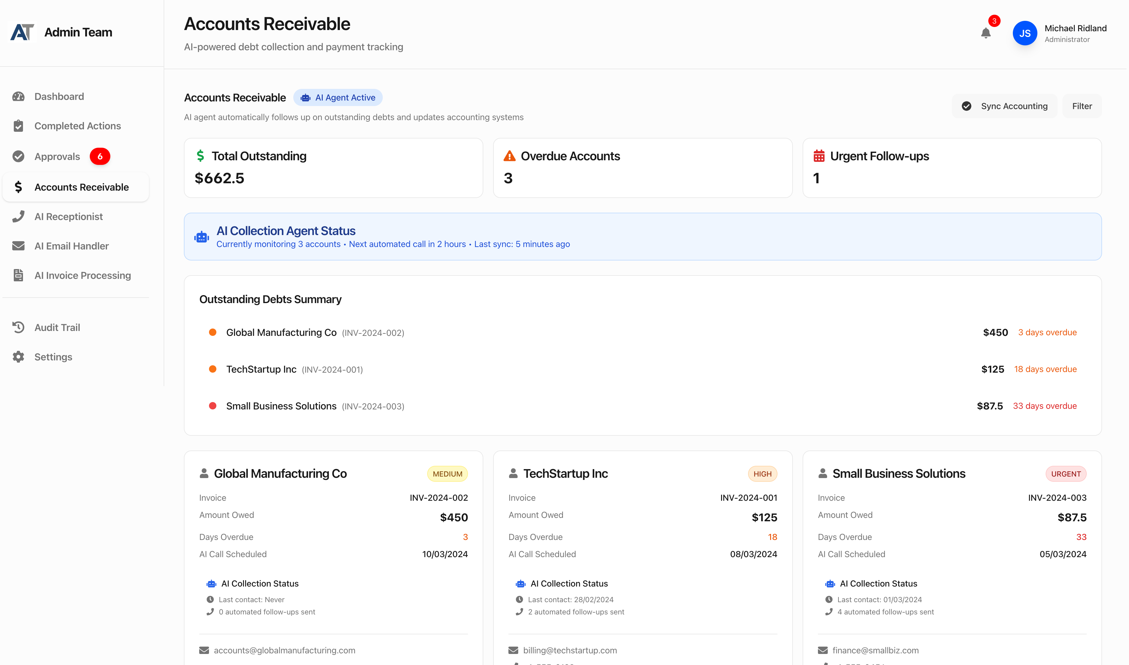 AI Account Receivable managing customer payments